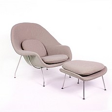 Show product details for Womb Chair with Ottoman - Putty Tan Fabric