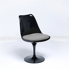 Show product details for Saarinen Style: Tulip Side Chair - Black Shell - Upholstered Seat Cushion