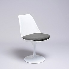 Tulip Side Chair - White Shell - Mica Gray Fabric