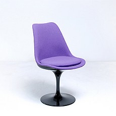 Saarinen Style: Tulip Side Chair - Black Shell - Fully Upholstered - Plum Purple Fabric