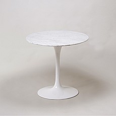 Saarinen Tulip Bistro Table 30 Inch Round - White Quartz with Grey Veins