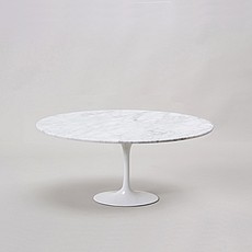Saarinen Tulip Coffee Table 35 Inch Round - White Quartz with Grey Veins