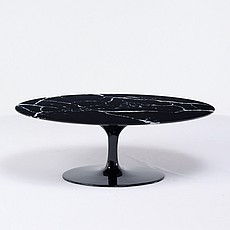 Show product details for Saarinen Tulip Coffee Oval Table - Black Quartz with White Veins