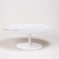 Show product details for Saarinen Tulip Coffee Oval Table - White Quartz with Grey Veins