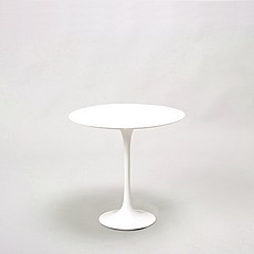Saarinen Tulip Side Table 20 Inch Round - White Fiberglass Top