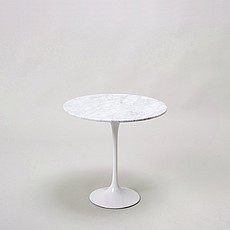Saarinen Tulip Side Table 20 Inch Round - White Quartz with Grey Veins