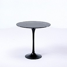 Show product details for Saarinen Tulip Side Table 20 Inch Round - Black Quartz with White Veins