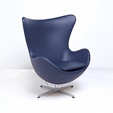 Egg Chair - Navy Blue Leather
