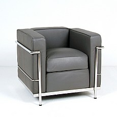 Show product details for Petite Club Chair - Charcoal Gray Leather