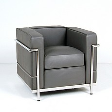Petite Club Chair - Charcoal Gray Leather