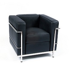 Show product details for Petite Club Chair - Premium Black Leather