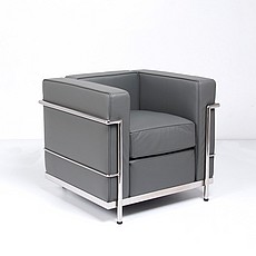 Petite Club Chair - Cloud Gray Leather