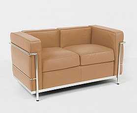 Show product details for Petite Loveseat - Driftwood Tan Leather