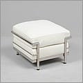 Show product details for Petite Ottoman - Cream White Leather