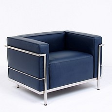 Show product details for Grande Lounge Chair - Navy Blue Leather