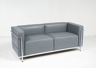 Grande Loveseat - Charcoal Gray Leather
