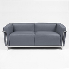 Le Corbusier LC2 Loveseat in Charcoal Gray