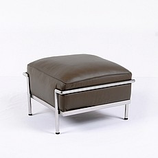 Corbusier Grande Feather Relaxed Ottoman - Standard Black Leather