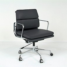 Soft Pad Office Chair (Mid Back) - Premium Black Leather