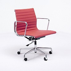 Thin-Pad Office Chair - Mid Back - Premium Red Leather
