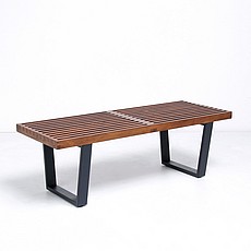 Show product details for George Nelson Slat Bench - 48 inch - Walnut