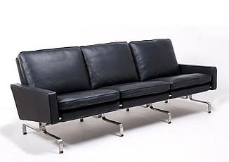 Show product details for PK31 Sofa - Scandinavian Black Leather