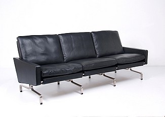 Show product details for PK31 Sofa - Scandinavian Black Leather