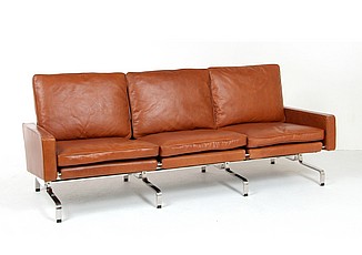 Show product details for PK31 Sofa - Scandinavian Caramel Tan Leather