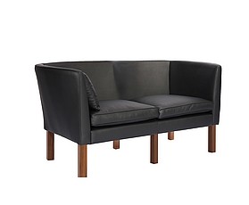 Mogensen Model 2215 Style Loveseat - Premium Black / Dark Walnut