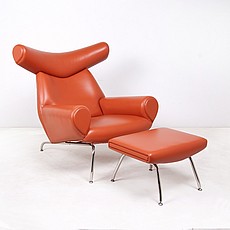 Wegner Ox Chair and Ottoman - Tuscany Brown Leather