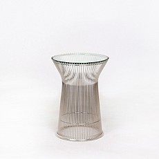 Platner Wire Frame Round Side Table - Glass Top