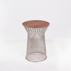 Platner Wire Frame Round Side Table - Wood Top