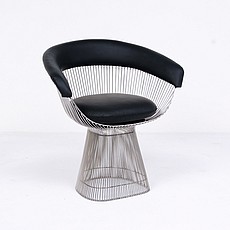 Platner Wire Dining Chair - Premium Black Leather