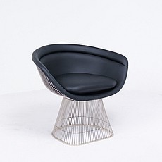 Platner Wire Frame Lounge Chair -  Fully Upholstered in Premium Black