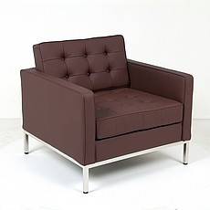 Show product details for Florence Knoll Lounge Chair - Java Brown Leather - with Buttons