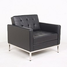 Florence Knoll Lounge Chair - Standard Black Leather - No Buttons