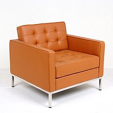 Show product details for Florence Knoll Lounge Chair - Golden Tan Leather - with Buttons