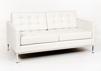 Florence Knoll Loveseat - Arctic White Leather