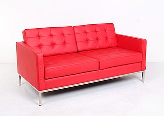 Show product details for Florence Knoll Loveseat - Red Leather