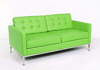 Florence Knoll Loveseat - Apple Green Leather