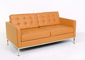 Florence Knoll Loveseat - Golden Tan Leather