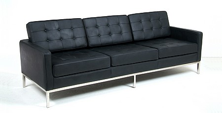 Show product details for Florence Knoll Sofa - Standard Black Leather
