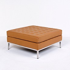 Show product details for Florence Knoll Large Square Ottoman - Autumn Tan Leather