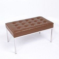 Show product details for Clearance: Florence Knoll 36 Inch Bench - Espresso Brown Leather - with Buttons