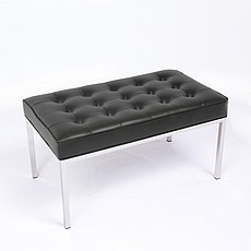 Florence Knoll Style: 36 Inch Bench - Premium Black Leather