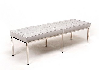 Show product details for Clearance: Florence Knoll 61 Inch Bench - Nimbus Gray Leather - with Buttons