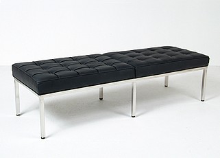 Show product details for Florence Knoll Style: 60 Inch Bench - Standard Black Leather