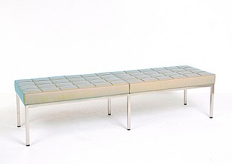 Show product details for Clearance: Florence Knoll 72 inch Bench - Parchment Leather - with Buttons