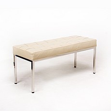 Show product details for Clearance: Florence Knoll 42 Inch Bench - Parchment Leather - with Buttons