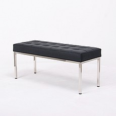 Florence Knoll 42 Inch Bench - Premium Black Leather